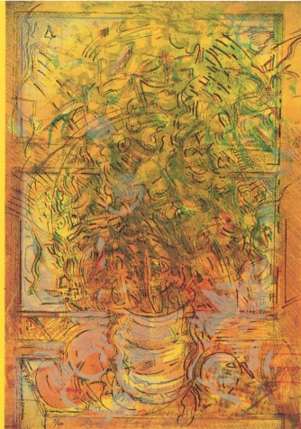 Blumenstrauss Nr 10 auf Gelb, 1994