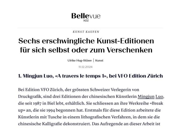 «A travers le temps 1» von Mingjun Luo in der Bellevue NZZ 